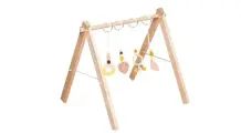 Детская деревянная стойка тренажер Монтессори, 4 игрушки
