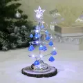 Елочка декоративная с подсветкой Хрустальная 26см, диаметр 10см, основание-серебро, свечение белое, хрусталик голубой