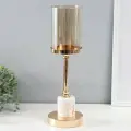 Подсвечник на 1 свечу d=9.5 см «Юнона», металл, стекло, золото, 13×13×39 см