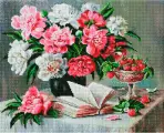 Алмазная мозаика на подрамнике Белоснежка Пионы и клубника / Алмазная мозаика 40x50 см / Цветы / Книга