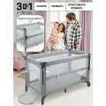 Манеж Amarobaby TRANSFORM Classic, складная кроватка, серый, с матрасом