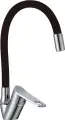 Смеситель для кухни РМС SL137BL 016F с гибким изливом, хром, черный, глянцевый, однорычажный, с керамическим картриджем