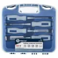 Набор стамесок кобальт плоских: 6, 12, 18, 24 х 140 мм, CR-V, двухкомпонентная рукоятка, точильный камень, кейс