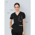 Топ медицинский Raisin 2.0, с карманами, дышащий, V-образный вырез, женский, S, черный