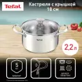 Кастрюля с крышкой 2.2 л 18 см Tefal Cook Eat B9214374, из нержавеющей стали, с мерной шкалой, для всех типов плит, включая индукционные, гарантия на нержавеющую сталь 5 лет