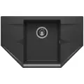 Мойка для кухни каменная POLYGRAN Riff-800, черная, врезная, с крылом (Черный №16)