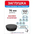 Заглушка для круглой трубы диаметр 76 мм, пластиковая, черная, 100 штук