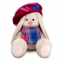 Зайка Ми в бархатном берете и шарфе в клетку (18см) SidS-505