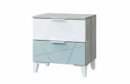 Тумба прикроватная Лагуна 50х38х53 дуб серый/серо-голубой/белый снег софт