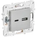 Механизм розетки USB A + C 3,1А IEK SKANDY серебряный SK-R14S SK-U22-D31-K23