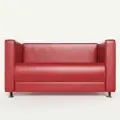 Диван прямой офисный из эко кожи с подлокотниками Пауза (Красный 150)