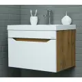 Тумба подвесная под раковину 60 Ева с одним ящиком В1 Дуб Вотан Айсберг