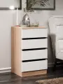 Тумба MFMaster Trivero-7, дуб сонома-белый, 4 ящика, без ручек, ЛДСП, 40,4x37,4x67,4 см