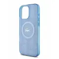 Lacoste для iPhone 16 Pro Max чехол PC/TPU Double layer Silver Croc logo Hard Light Blue (MagSafe)