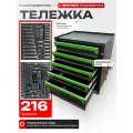 Тележка инструментальная с замком и инструментом Rock Force 216 предметов в мягких ложементах