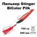 Пилькер Stinger Aottom Strike BiColor Pilk 700g/ грамм #3 Fl. Red-Black/GLOW #10/0 (приманка для морской рыбалки)