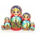 Матрешка Виды Москвы (5 мест, 17 см)