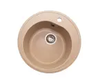 Мойка кухонная GranAlliance G-10, искусственный камень, песочная, с сифоном