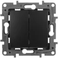 Legrand Etika Антрацит Выключатель 2-клавишный, авт. клеммы, 10 AX, 250 В (комплект 2шт)