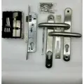 Комплект замка с ручкой для калитки (Premium -нержавейка 304 )Матовый никель 80 мм ключ-вертушка