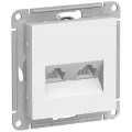 Розетка двухместная компьютерная электрическая Systeme Electric Atlas Design RJ45 кат.5E, Белый ATN000185 - 1 шт.