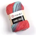 Пряжа YarnArt Jeans CRAZY бледно голубой-коралл-джинсовый батик (8205), 55%хлопок/45%акрил, 160м, 50г, 5шт