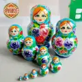 Матрешка деревянная детская развивающая игрушка 10 мест 13 см Орнамент
