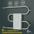 Полотенцесушитель Водяной Onix, модель Hit Turn Chrome Left 600x800, М-образный, Хром, полный комплект, с защитой от электрокоррозии