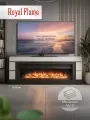 Камин электрический напольный Royal Flame модель MODERN 60 белый из МДФ, с очагом Vision 60 LOG с дровами, обогревом и эффектом реального пламен