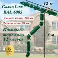 Водосточная система Grand Line 12 м ( 120мм/90мм ) зеленый ( варианты: 9м+3м или 6м+6м ) водосток для крыши пластиковый Гранд Лайн ( RAL 6005 мох ) комплект ПВХ