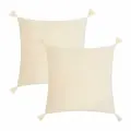 Набор декоративных наволочек Этель с кисточками, цвет молочный, 45х45 см - 2 шт, полиэстер, велюр