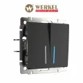 Выключатель двухклавишный проходной с подсветкой черный матовый Werkel W1122108