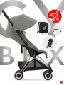 Cybex Coya Коляска с сумкой, бампером, дождевиком, рама Rose Gold/текстиль Mirage Grey