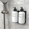 Антивандальный держатель дозатора для жидкого мыла и шампуней, настенный с антикоррозийном покрытием, на два флакона, черный
