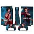 Наклейка виниловая защитная на игровую консоль Sony PlayStation 5 Fat Disc Edition, Resident Evil 2, полный комплект с геймпадами