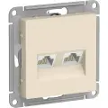 Розетка компьютерная двойная RJ45+RJ45 Schneider Electric AtlasDesign, механизм, категория 5E, цвет Бежевый (комплект из 4шт)