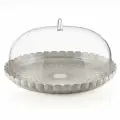 Блюдо d36 см сервировочное с крышкой большое для выпечки десертов торта Tiffany серо-бежевое Guzzini 199500158