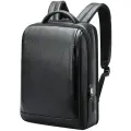 Рюкзак мужской из натуральной кожи BOPAI, городской для ноутбука, 15,6 дюймов, 17л, черный