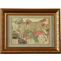 Карта российской империи старинная, 1728 г, интерьерная карта старинная, в раме, 84х64 см