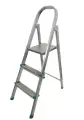 Стремянка LWI , 3 ступеньки, складная, стальная, нагрузка до 150 кг, серебристая
