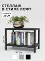 Стеллаж - этажерка в стиле лофт, 2 полки, 25х45x35 см, металл, Чёрный, Delta-Loft