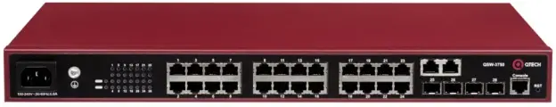 QTECH Коммутатор QTech QSW-3750-28T-POE-AC-R QSW-3750-28T-POE-АС-R (L2+) 24x1Гбит/с 4SFP 370W управляемый