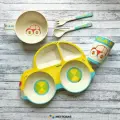 Детский столовый набор, Автомобиль, тарелка, миска, ложка, вилка, стакан