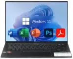 14 Ноутбук ASUS ZenBook 14, 100% sRGB, 2.5K (2560 x 1600), AMD Ryzen 5 7430U (6 ядер, до 4.3 ГГц), RAM 16 ГБ, SSD 4 ТБ, AMD Radeon RX Vega 7, Windows 11 Pro + Office 2021 Pro Plus + Adobe Photoshop 2024 + Adobe Acrobat Pro, Русская раскладка + Чехол