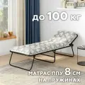 Раскладушка компактная с матрасом 8см Стефания-3, до 100 кг, серая.