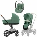 Модульная коляска Cybex Priam IV 3в1 leaf green(зеленый)+шасси-Chromebrown (коричневый хром)люлька, прогулочный блок, до 4 лет