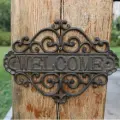 Вывеска Welcome, чугун, 28х21 см, чугун, настенное крепление, табличка интерьерная