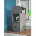 Тумба прикроватная узкая с ящиками напольная серая