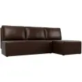 Угловой диван Поло, Экокожа, Коричневый, Угол справа, Ящик для белья, 200x130x85 см