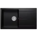 Мойка для кухни каменная POLYGRAN GALS-860, черная, врезная, квадратная, с крылом (Черный №16)